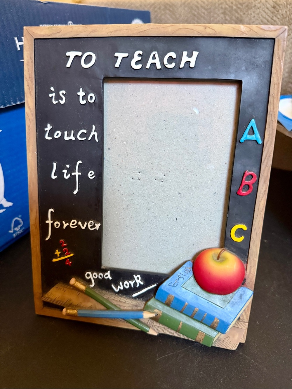 Teacher Themed Photo Frame with Apple & ABC Design